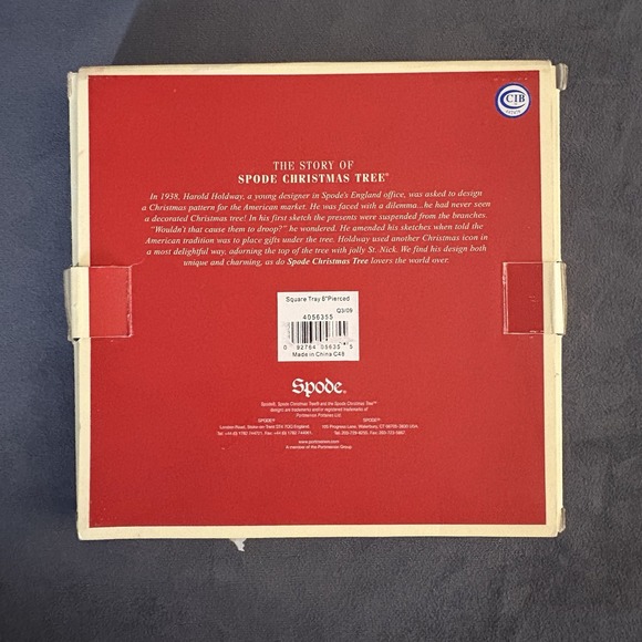 Spode Pierced Square Tray Christmas Tree Pattern 8" Plate w/ Box - Picture 10 of 11